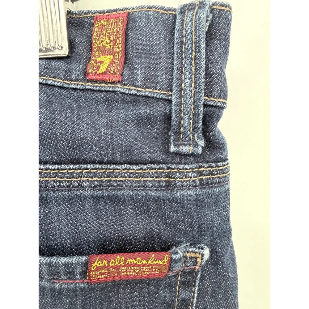 7 For All Mankind Ginger Jeans Women 30 Blue Wide Leg Flare Dark Wash Stretch